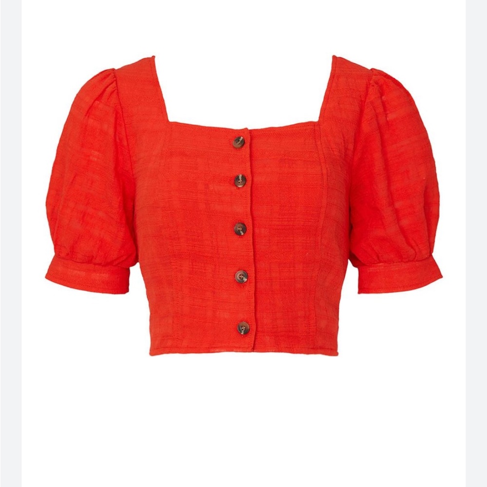 Red Smocked Top - Picture 2 of 6